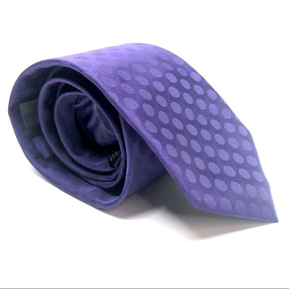 Perry Ellis Portfolio Purple Polka Dot Men’s Tie - Picture 1 of 12